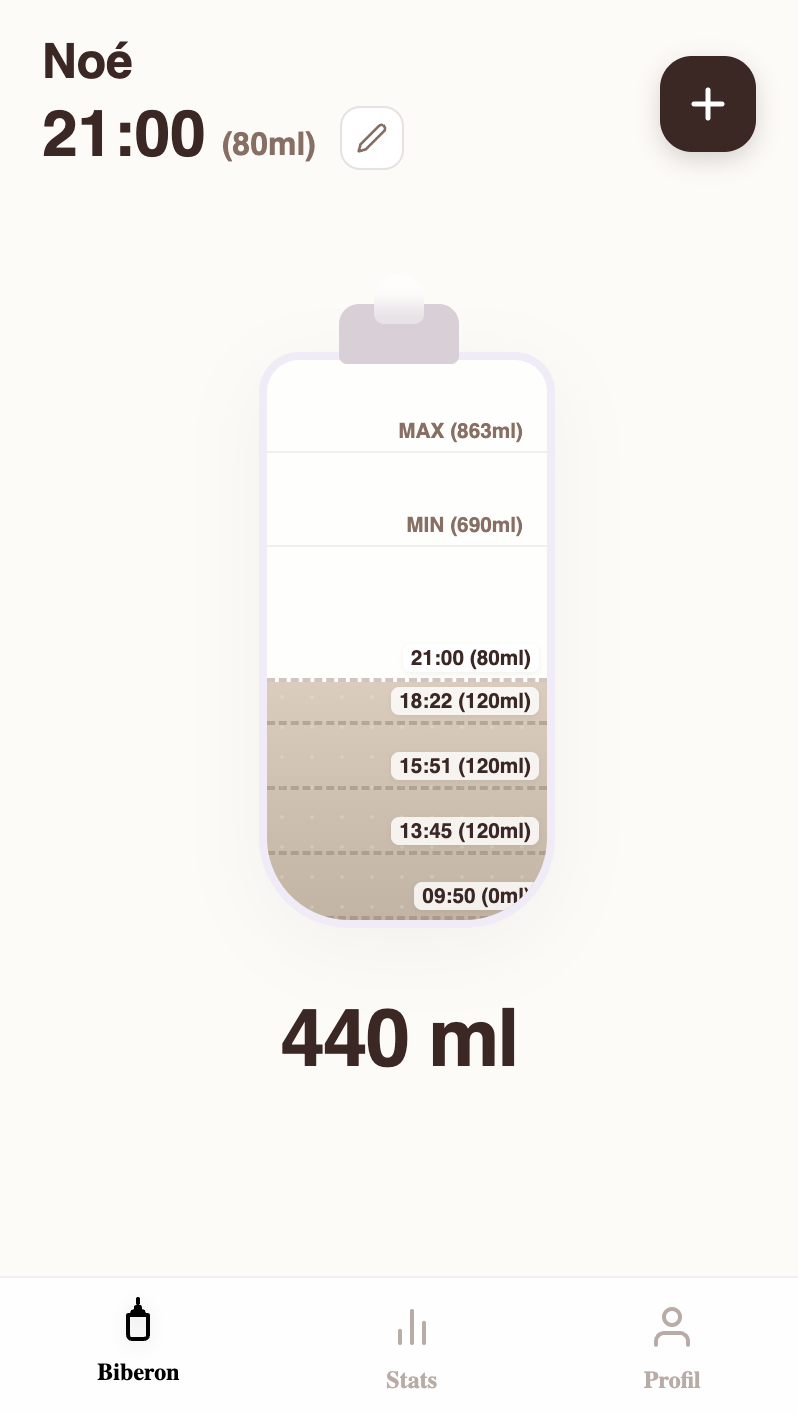 Biberon App Main Screen